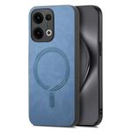 For OPPO Reno12 Global Retro Magsafe Magnetic PU Back Cover Phone Case(Blue)