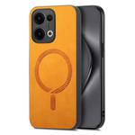 For OPPO Reno12 Pro Global Retro Magsafe Magnetic PU Back Cover Phone Case(Yellow)