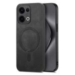 For OPPO Reno13 5G Retro Magsafe Magnetic PU Back Cover Phone Case(Black)