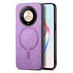 For Honor X9b / Magic6 Lite 5G Retro Magsafe Magnetic PU Back Cover Phone Case(Purple)