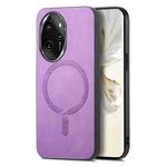 For Honor 100 Pro Retro Magsafe Magnetic PU Back Cover Phone Case(Purple)