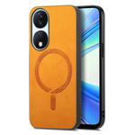 For Honor X7b Retro Magsafe Magnetic PU Back Cover Phone Case(Yellow)