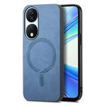 For Honor X7b Retro Magsafe Magnetic PU Back Cover Phone Case(Blue)