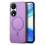 For Honor X7b Retro Magsafe Magnetic PU Back Cover Phone Case(Purple)