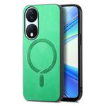 For Honor X7b Retro Magsafe Magnetic PU Back Cover Phone Case(Green)