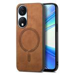 For Honor X7b Retro Magsafe Magnetic PU Back Cover Phone Case(Brown)