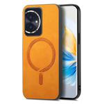 For Honor 100 Retro Magsafe Magnetic PU Back Cover Phone Case(Yellow)