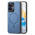 For Honor 100 Retro Magsafe Magnetic PU Back Cover Phone Case(Blue)