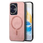 For Honor 100 Retro Magsafe Magnetic PU Back Cover Phone Case(Pink)