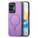 For Honor 100 Retro Magsafe Magnetic PU Back Cover Phone Case(Purple)