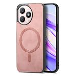 For Honor X50i+ Retro Magsafe Magnetic PU Back Cover Phone Case(Pink)
