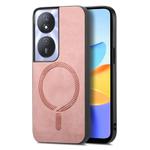 For Honor Play 50 Plus 5G Retro Magsafe Magnetic PU Back Cover Phone Case(Pink)