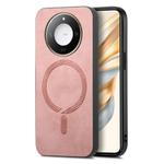 For Honor X50 Retro Magsafe Magnetic PU Back Cover Phone Case(Pink)