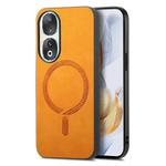 For Honor 90 Retro Magsafe Magnetic PU Back Cover Phone Case(Yellow)