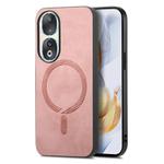 For Honor 90 Retro Magsafe Magnetic PU Back Cover Phone Case(Pink)