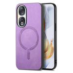 For Honor 90 Retro Magsafe Magnetic PU Back Cover Phone Case(Purple)