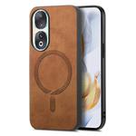 For Honor 90 Retro Magsafe Magnetic PU Back Cover Phone Case(Brown)