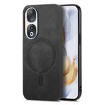 For Honor 90 Retro Magsafe Magnetic PU Back Cover Phone Case(Black)