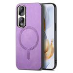 For Honor 90 Pro 5G Retro Magsafe Magnetic PU Back Cover Phone Case(Purple)