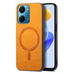 For Honor Play7T Retro Magsafe Magnetic PU Back Cover Phone Case(Yellow)
