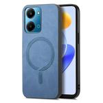 For Honor Play7T Retro Magsafe Magnetic PU Back Cover Phone Case(Blue)