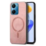 For Honor Play7T Retro Magsafe Magnetic PU Back Cover Phone Case(Pink)