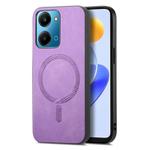 For Honor Play7T Retro Magsafe Magnetic PU Back Cover Phone Case(Purple)