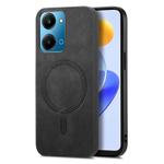 For Honor Play7T Retro Magsafe Magnetic PU Back Cover Phone Case(Black)