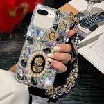 For iPhone 7 Plus / 8 Plus Handmade Diamond Purple Gemstone Scarf Bracelet PC Phone Case(Black)