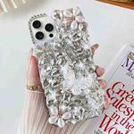 For iPhone 15 Pro Max Handmade Butterfly Diamond Inlay PC Phone Case(White)