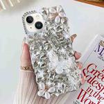 For iPhone 14 Handmade Butterfly Diamond Inlay PC Phone Case(White)