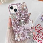 For iPhone 14 Handmade Butterfly Diamond Inlay PC Phone Case(Pink)