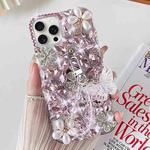 For iPhone 14 Pro Max Handmade Butterfly Diamond Inlay PC Phone Case(Pink)