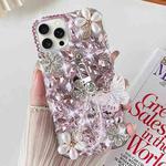 For iPhone 13 Pro Handmade Butterfly Diamond Inlay PC Phone Case(Pink)