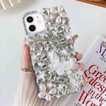 For iPhone 12 Handmade Butterfly Diamond Inlay PC Phone Case(White)