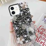 For iPhone 12 Handmade Butterfly Diamond Inlay PC Phone Case(Black)