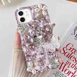 For iPhone 12 mini Handmade Butterfly Diamond Inlay PC Phone Case(Pink)