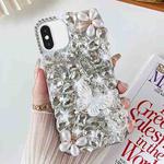 For iPhone XS Max Handmade Butterfly Diamond Inlay PC Phone Case(White)