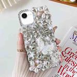 For iPhone 16e Handmade Butterfly Diamond Inlay PC Phone Case(White)