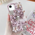 For iPhone 16e Handmade Butterfly Diamond Inlay PC Phone Case(Pink)