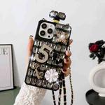 For iPhone 15 Pro Crossbody Perfume Bottle Handmade Inlaid Diamond PC Phone Case(Black)