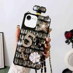 For iPhone SE 2022 /  7 / 8  Crossbody Perfume Bottle Handmade Inlaid Diamond PC Phone Case(Black)