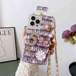 For iPhone 12 Pro Max Crossbody Perfume Bottle Handmade Inlaid Diamond PC Phone Case(Purple)