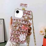 For iPhone XR Crossbody Perfume Bottle Handmade Inlaid Diamond PC Phone Case(Pink)