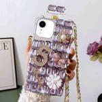 For iPhone XR Crossbody Perfume Bottle Handmade Inlaid Diamond PC Phone Case(Purple)