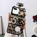 For iPhone 7 Plus / 8 Plus Crossbody Perfume Bottle Handmade Inlaid Diamond PC Phone Case(Black)