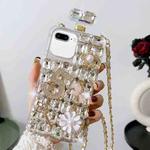 For iPhone 7 Plus / 8 Plus Crossbody Perfume Bottle Handmade Inlaid Diamond PC Phone Case(White)