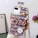 For iPhone 7 Plus / 8 Plus Crossbody Perfume Bottle Handmade Inlaid Diamond PC Phone Case(Purple)