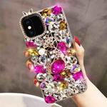 For iPhone X / XS Handmade Bling Rhinestone Gemstone Fox PC Phone Case(Purple)