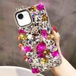 For iPhone 16e Handmade Bling Rhinestone Gemstone Fox PC Phone Case(Purple)